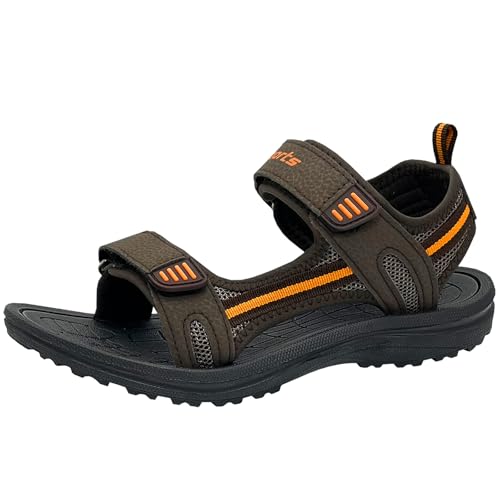 HSNA Kinder Sandalen Mädchen Strandschuhe Peeptoe Bequem Sommerschuhe, Braun 36 EU von HSNA