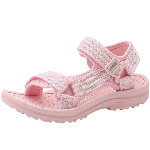 HSNA Kinder Sandalen Mädchen Strandschuhe Peeptoe Bequem Sommerschuhe, Rosa 38 EU von HSNA