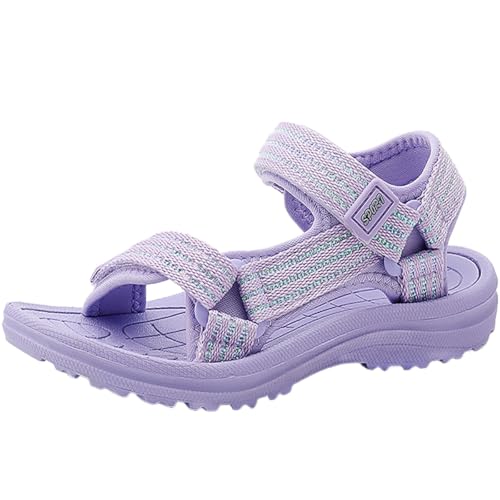 HSNA Kinder Sandalen Mädchen Strandschuhe Peeptoe Bequem Sommerschuhe, Violett 35 EU von HSNA