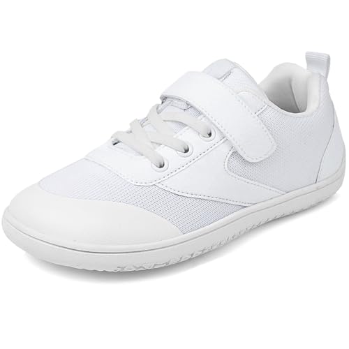 HSNA Kinderschuhe Jungen Mädchen Hallenschuhe Leichte Turnschuhe, A002 Weiß 37 EU von HSNA