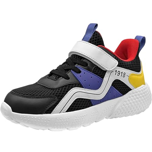 HSNA Turnschuhe Jungen Atmungsaktiv Hallenschuhe für Mädchen(Schwarz und Rot 37) von HSNA