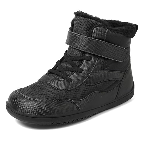 HSNA Winterstiefel für Kinder Jungen Mädchen Winterschuhe Warmfutter (A008 Schwarz 29 EU) von HSNA