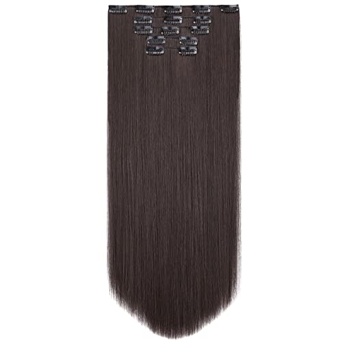 Clip-in-Haarverlängerung für Damen, 55,9 cm, 5 Stück, Dunkelbraun, lang, glatt, dick, für Mädchen, voller Kopf Clip-in-Haarverlängerung für Damen, 55,9 cm, 5 Stück, Dunkelbraun, lang, glatt, dick, für Mädchen, voller Kopf von HSPJHTM