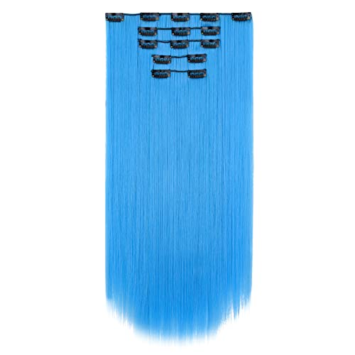 Hspjhtm Haarverlängerung, himmelblau, glatt, mit Clip, für Damen, 55,9 cm, 5 Stück, ohne Himmelblau, 55,9 cm Hspjhtm Haarverlängerung, himmelblau, glatt, mit Clip, für Damen, 55,9 cm, 5 Stück, ohne Himmelblau, 55,9 cm von HSPJHTM