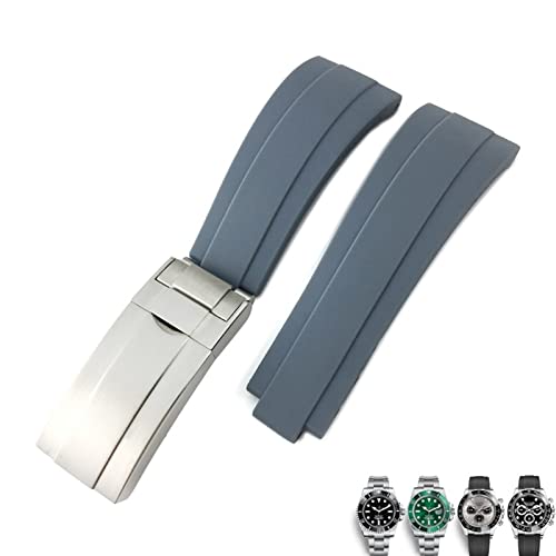 HSPTR 20mm 21mm Gummiarmband für Rolex GMT OYSTERFLEX Daytona Submariner DEEPSEA Wasserdichtes Armband(Grey,20mm) von HSPTR