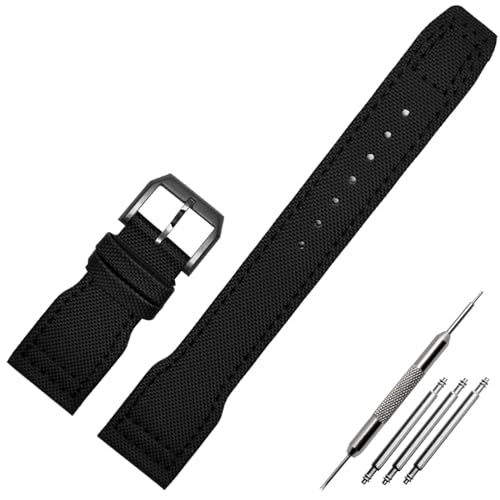 HSPTR 22-mm-Armband aus echtem Leder mit Nylonnieten, passend für IWC SPITFIRE Big Pilot's Watch IW5009, Rindslederarmband(Nylon black pin) von HSPTR