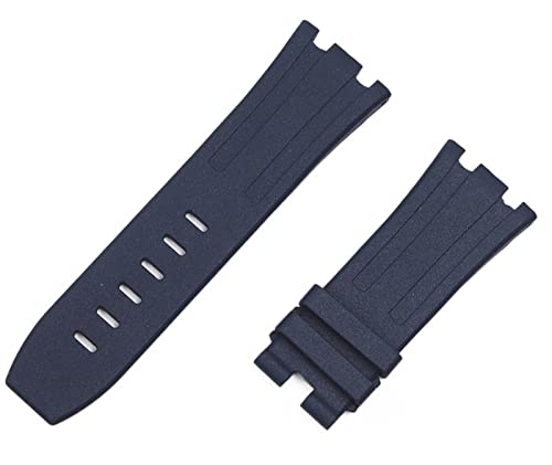 HSPTR 28 mm Natur-Fluor-Gummi-Silikon-Uhrenarmband für AP-Armband für Audemars und Piguet-Gürtel 15703, 15710, 15706(Blue strap,28mm gold buckle) von HSPTR