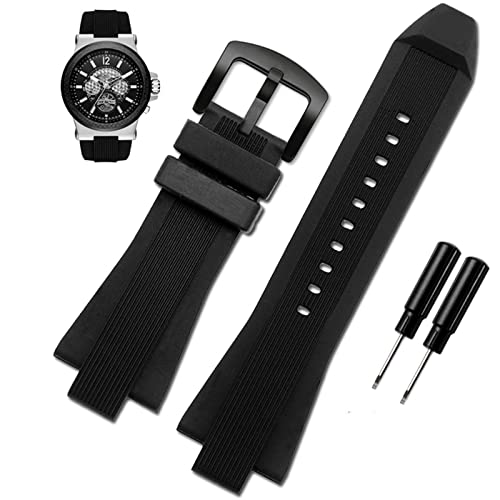 HSPTR 29x13mm Silikonkautschuk konkav konvex Uhrenarmband für Michael Kors MK9019 MK8295 MK8492 MK9020 MK9020(Black black buckle) von HSPTR
