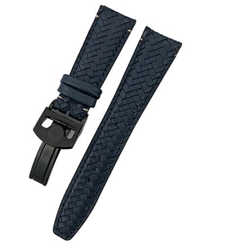 HSPTR Für Iwc Portugieser großer Pilot IW377714 IW394005 Leder Uhrengurt blau Armband 20mm 21mm 22 mm Premium -Kauflattengurt(Blue Black Buckle1,22mm) von HSPTR