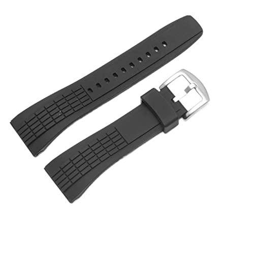 HSPTR Für Seiko SRH 006 013 SPC007 Watchband wasserdichtes Gummi -Gummi 26 mm schwarzes Silikon mit Edelstahl -Schnalle -Uhrengurt(Black-silver) von HSPTR