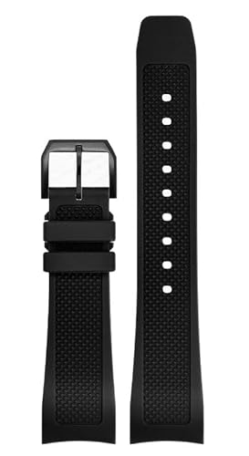 HSPTR Gummi-Uhrenarmband 22 mm für Iwc IW390502 IW390209 Armband Faltschließe gebogenes Ende Armbanduhren Gürtel(Black-Bk-pin) von HSPTR