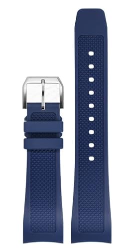 HSPTR Gummi-Uhrenarmband 22 mm für Iwc IW390502 IW390209 Armband Faltschließe gebogenes Ende Armbanduhren Gürtel(Blue-SR-pin) von HSPTR