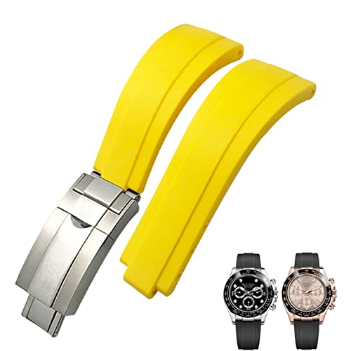 HSPTR Silikon-Armband mit kurzer Schnalle, 20 mm, 21 mm, passend für Rolex Daytona Submariner Role Oysterflex Yacht Master, 20 mm, Achat von HSPTR