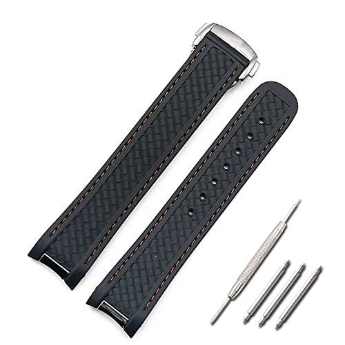 HSPTR Silikonarmband 20 mm Uhrenzubehör für Omega Hippocampus 300 AT150 8900 Meter Marinegummi-Uhrenarmband mit Schmetterlingsschnalle(Style B3) von HSPTR