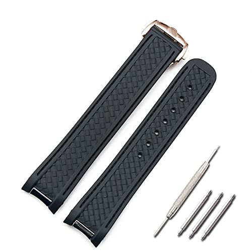 HSPTR Silikonarmband 20 mm Uhrenzubehör für Omega Hippocampus 300 AT150 8900 Meter Marinegummi-Uhrenarmband mit Schmetterlingsschnalle(Style C4) von HSPTR