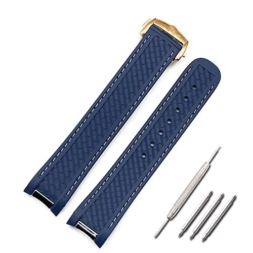 HSPTR Silikonarmband 20 mm Uhrenzubehör für Omega Hippocampus 300 AT150 8900 Meter Marinegummi-Uhrenarmband mit Schmetterlingsschnalle(Style D2) von HSPTR