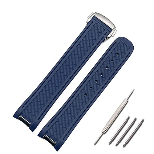 HSPTR Silikonarmband 20 mm Uhrenzubehör für Omega Hippocampus 300 AT150 8900 Meter Marinegummi-Uhrenarmband mit Schmetterlingsschnalle(Style E3) von HSPTR