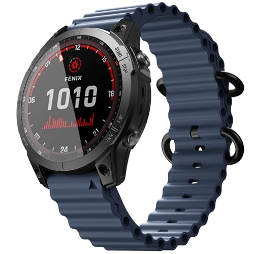 HSPTR Uhrenarmband für Garmin Fenix 8X/6X Pro, 26 mm Ozean-Silikon-Sportuhrband für Fenix 5X, Fenix 5X Plus, Fenix 7X, Instinct 2X Quatix 6X, Quatix 7X, Enduro 2, Tactix Delta, Einheitsgröße von HSPTR