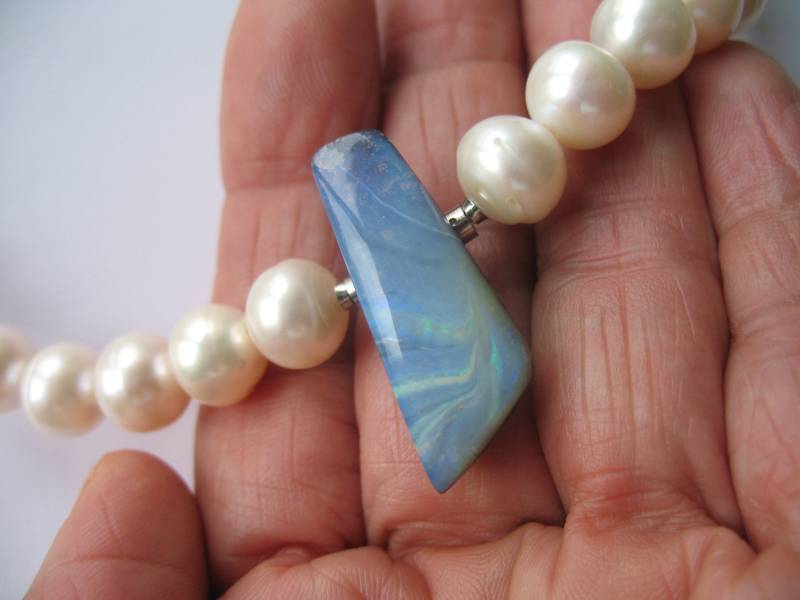 Wechselmechanik Schloss Blauer Boulderopal Klein von HSSSchmuckSchmiede