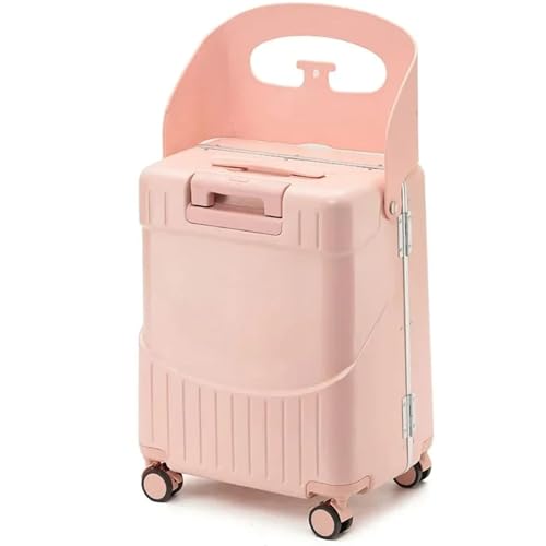 HSTBLEOO Aufsitzgepäck for Kinder – Abschließbarer Handgepäckkoffer mit Sitz und 4 Spinner-Rädern for die Reise(Pink) von HSTBLEOO
