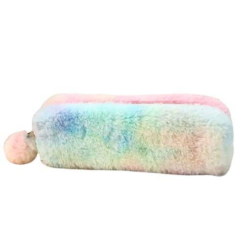 HSTWODE 1 Plüsch-Federmäppchen, große Kapazität, Schreibwaren-Aufbewahrungstasche, Mädchen-Schreibwaren-Federmäppchen, Kinder-Plüsch-Federmäppchen (Farbverlauf) von HSTWODE