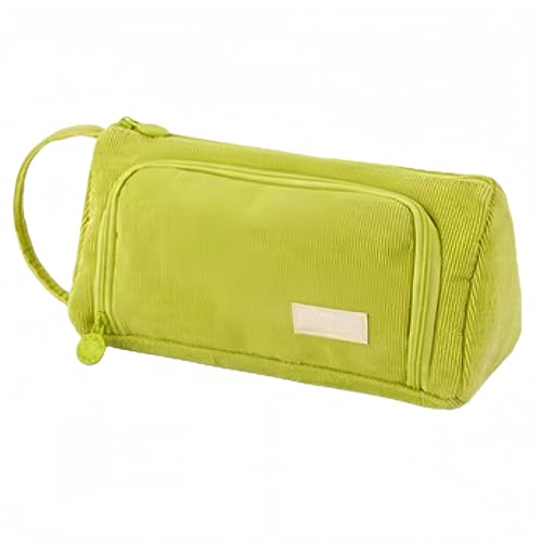 HSTWODE 1 Stück Mäppchen Cord-Stoff, Federmäppchen für Mädchen Teenager, Federtasche Stiftetasche Stiftemappe Pencil Case Schulmäppchen für Schule, Büro (Grün) von HSTWODE