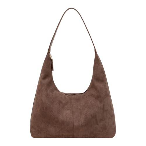 HSTWODE 1 Stück Tragetaschen Damen, Arbeitstasche, lässige Tasche, Hobo-Handtasche, Büro-Tragetasche, Retro Slouchy Bag, Beuteltasche Schultertasche Reisen Reisen Arbeit Uni (Kaffeefarben) von HSTWODE