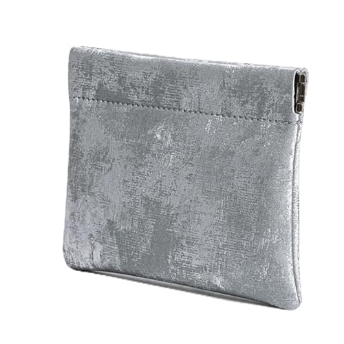 HSTWODE 1 Stücke Leder Tragbar Kleingeld Aufbewahrung, HSTWODE Glitzernde Münzgeldbörse, 4 Farben verfügbar Portemonnaie Damen，12cm/4.7in×9.5cm/3.7in Farben Münzbeutel (Grau) von HSTWODE