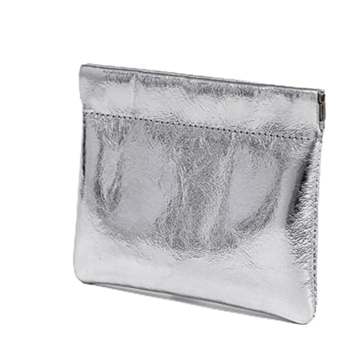 HSTWODE 1 Stücke Leder Tragbar Kleingeld Aufbewahrung, HSTWODE Glitzernde Münzgeldbörse, 4 Farben verfügbar Portemonnaie Damen，12cm/4.7in×9.5cm/3.7in Farben Münzbeutel (Silber) von HSTWODE