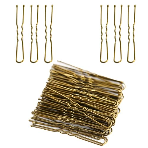 HSTWODE 100 Stück Haarnadeln, 6cm U-förmige Haarnadel Bobby Pins Metall,Haarspangen für Damen Haarzusätze Friseursalon (Kupfer) von HSTWODE