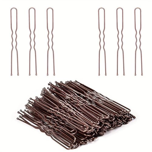 HSTWODE 100 kleine Haarspangen, abgerundete Damen-Haarspangen, Haarplatten-Accessoires Haarspangen für perfektes Styling (Rötlich braun) von HSTWODE