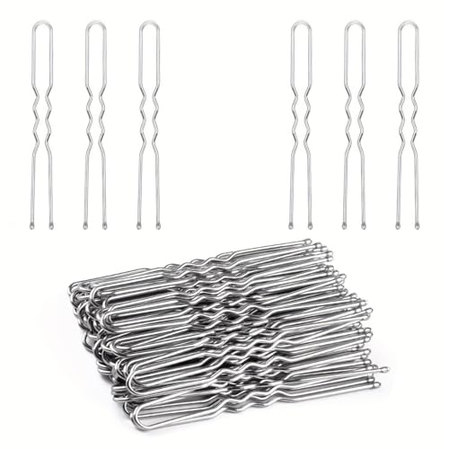 HSTWODE HSTWODE 100 Stück Haarnadeln, 6cm U-förmige Haarnadel Bobby Pins Metall,Haarspangen für Damen Haarzusätze Friseursalon (Silber) von HSTWODE