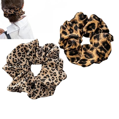 HSTWODE 2 Stück Damen Leopard Print Haarbänder, elastische Haarbänder, Pferdeschwanz-Haarbänder, Haar-Accessoires, praktische und gute Haar-Accessoires von HSTWODE