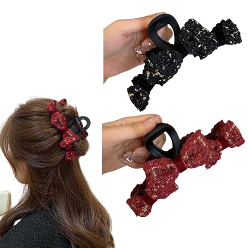 HSTWODE 2 Stück Haarspangen für Frauen mit französischen Schleifen, Schleifen, Haarspangen, rutschfeste Haarspangen von HSTWODE