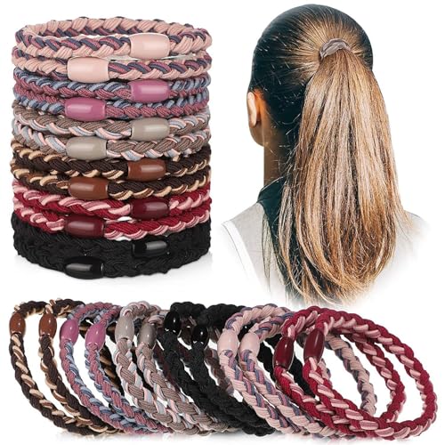 HSTWODE 24 Stück Haarbänder, Damen-Haarbänder, elastische Zöpfe, modische Damen-Haarbänder für den Pferdeschwanz (Stil A) von HSTWODE