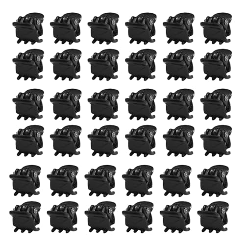 HSTWODE 36 Stück Mini-Haarspangen, Kunststoff-Haarspangen, rutschfester Griff, kleine Haarspangen für Frauen (Schwarz glänzend) von HSTWODE