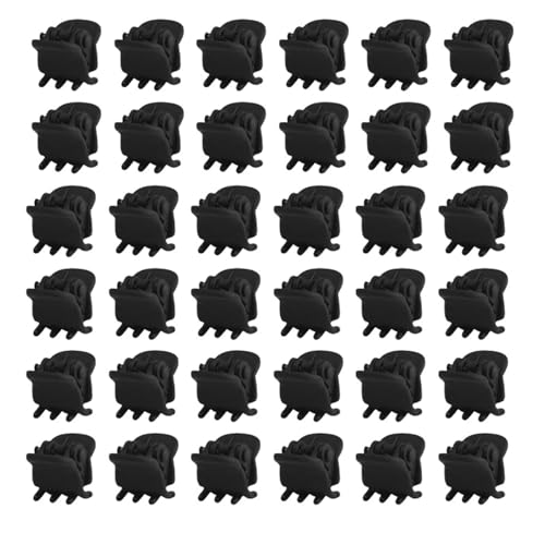 HSTWODE 36 Stück Mini-Haarspangen, Kunststoff-Haarspangen, rutschfester Griff, kleine Haarspangen für Frauen (Schwarz mattiert) von HSTWODE