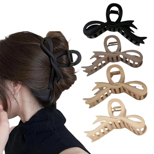 HSTWODE 4 Stück Haarspangen Schleife, Haarspangen Schmetterling Haarspangen, Frauen rutschfeste Haarspangen, Schleife Haarspangen 12cm, Frauen Haar Accessoires (Stil D) von HSTWODE