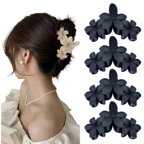 HSTWODE 4pcs Blume Haarspangen, Damen Matte Haarspangen, Hawaiian Haar Blume Clips, große Haarspangen, starke Styling Haar Krallen, Haar-Accessoires (Satz A) von HSTWODE