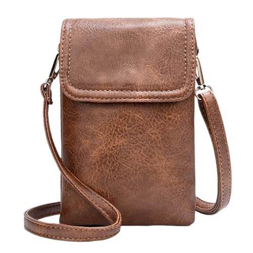 HSTWODE Klein Damen Handy Umhängetasche aus PU Leder, Leichte Crossbody Schultertasche mit Geldbeutel Funktion, Kleine Brieftasche für Smartphone und Karten (Grau) von HSTWODE