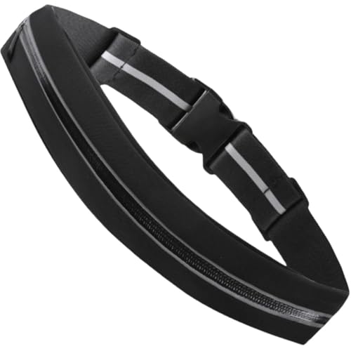 HSTWODE Schlanker Laufgürtel, Läufer Gürteltasche für Frauen und Männer, Reflektierende Lauf Gürtel für Workout Jogging mit Kopfhörer-Anschluss (Schwarze) von HSTWODE