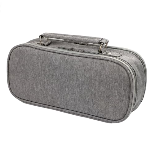 HSTWODE Schwarz Federmäppchen Männer Große Kapazität Beuteltasche 2 Fächer Mädchen für Frauen Reißverschluss Smoothy Stiftetui Stifthalter Duarable Schreibwaren Organizer Erwachsene (Grau) von HSTWODE