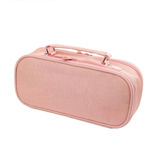 HSTWODE Schwarz Federmäppchen Männer Große Kapazität Beuteltasche 2 Fächer Mädchen für Frauen Reißverschluss Smoothy Stiftetui Stifthalter Duarable Schreibwaren Organizer Erwachsene (Rosa) von HSTWODE