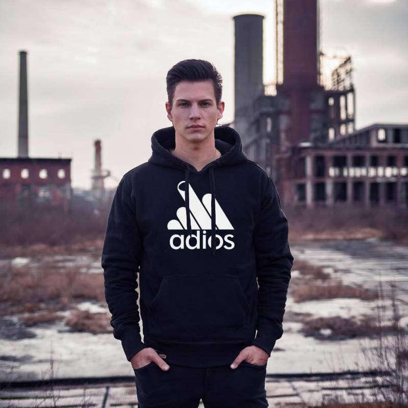 Adios Mittelfinger Hoodie Fun Schwarz Logo Parodie Geburtstagsgeschenk Streetwear Statement Weihnachtsgeschenk Weihnachten von HSTextil