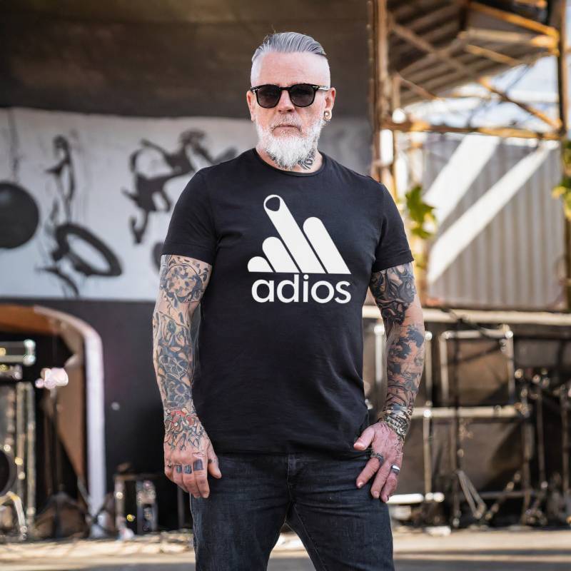 Adios Mittelfinger Shirt Fun T Black Schwarz Logo Parodie Geburtstagsgeschenk Streetwear Statement Weihnachtsgeschenk Weihnachten von HSTextil