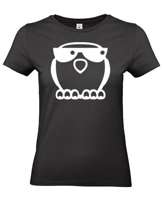 Coole Eule , Girlie T-Shirt Schwarz/Black" von HSTextil