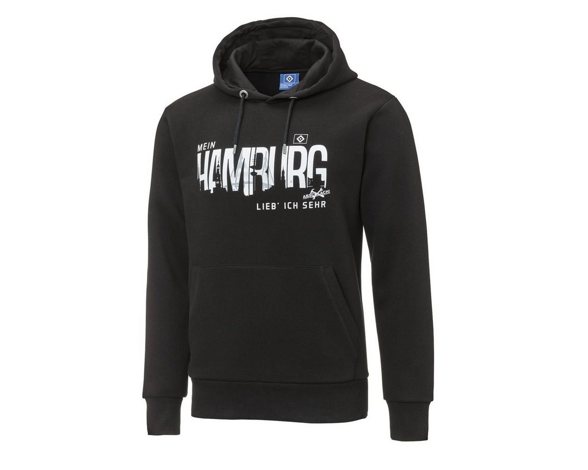 HSV Kapuzenpullover Hoodie Mein Hamburg-Abschlach! (Schwarz) gesticktes Hamburg-Wappen auf der Kapuze von HSV