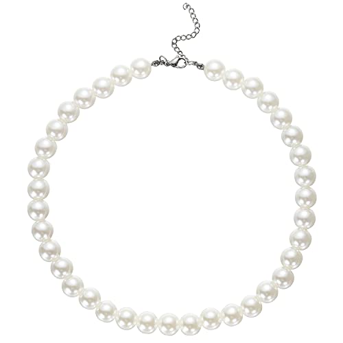 HSWYFCJY Perlenkette Damen Weiß 12mm Runden Perlen Halskette Länge 45cm Faux Perlen kette Choker Halskette für Damen und Mädchen HSWYFCJY Perlenkette Damen Weiß 12mm Runden Perlen Halskette Länge 45cm Faux Perlen kette Choker Halskette für Damen und Mädchen von HSWYFCJY