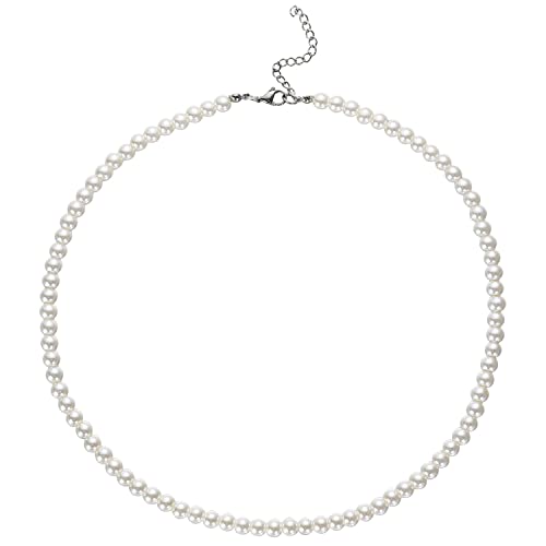 HSWYFCJY Perlenkette Damen Weiß 6mm Runden Perlen Halskette Länge 45cm Faux Perlen kette Choker Halskette für Damen und Mädchen HSWYFCJY Perlenkette Damen Weiß 6mm Runden Perlen Halskette Länge 45cm Faux Perlen kette Choker Halskette für Damen und Mädchen von HSWYFCJY
