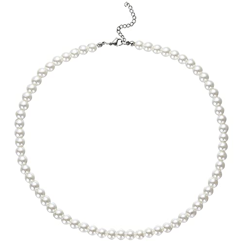 HSWYFCJY Perlenkette Damen Weiß 8mm Runden Perlen Halskette Länge 45cm Faux Perlen kette Choker Halskette für Damen und Mädchen HSWYFCJY Perlenkette Damen Weiß 8mm Runden Perlen Halskette Länge 45cm Faux Perlen kette Choker Halskette für Damen und Mädchen von HSWYFCJY